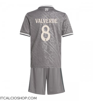 Real Madrid Federico Valverde #8 Terza Maglia Bambino 2024-25 Manica Corta (+ Pantaloni corti)